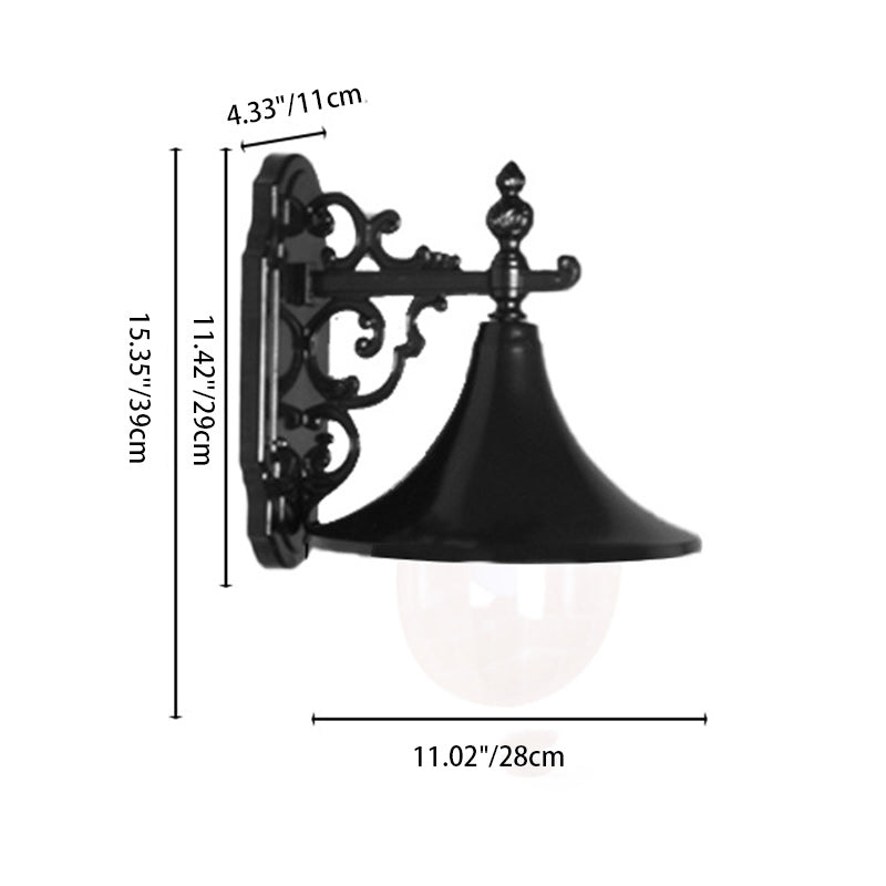 Flared Carved Iron Die-Cast Outdoor Light