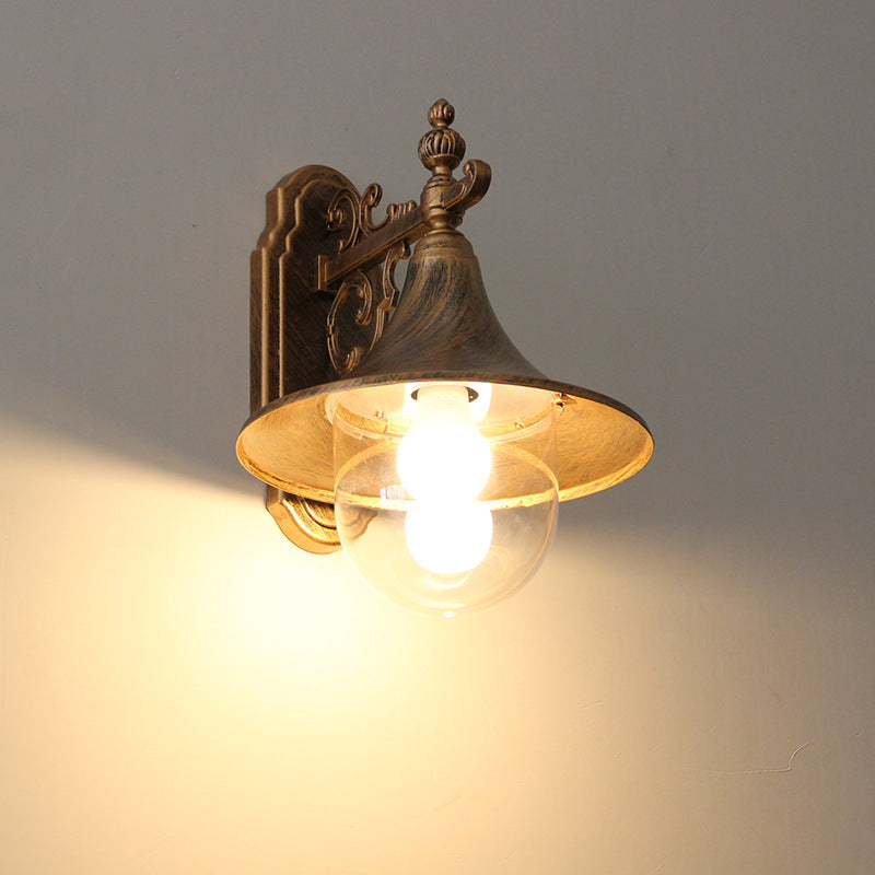 Flared Carved Iron Die-Cast Outdoor Light