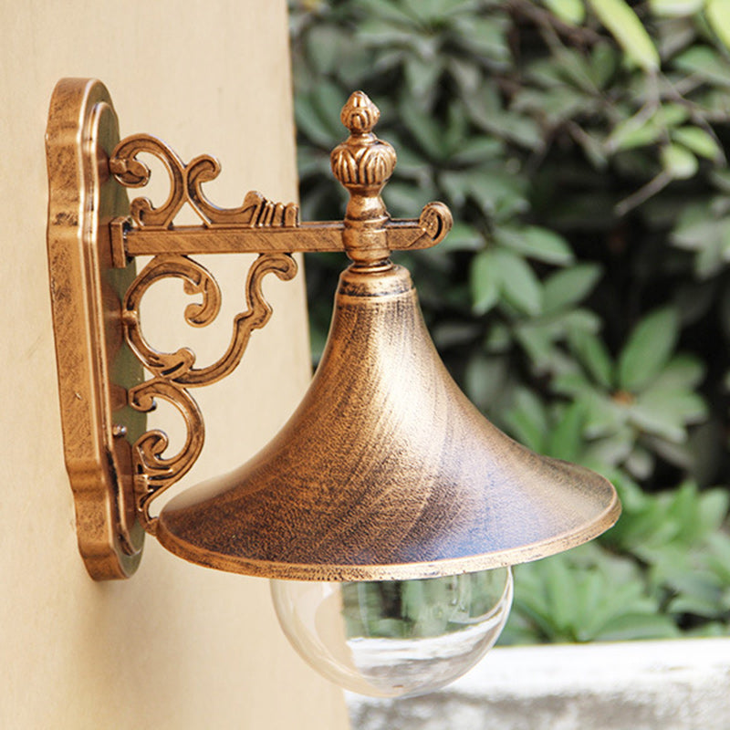 Flared Carved Iron Die-Cast Outdoor Light
