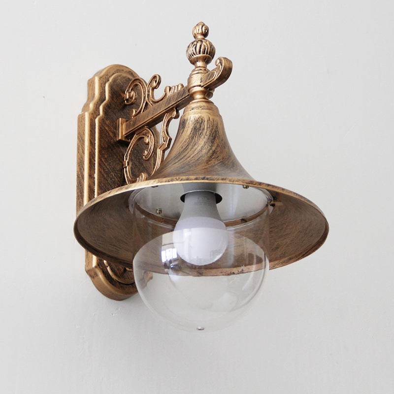 Flared Carved Iron Die-Cast Outdoor Light