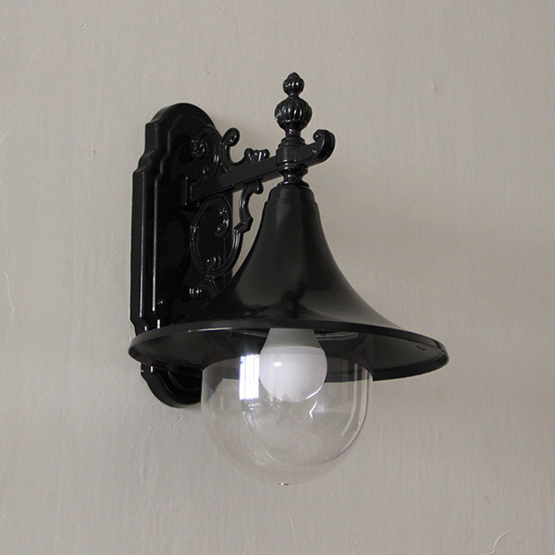 Flared Carved Iron Die-Cast Outdoor Light