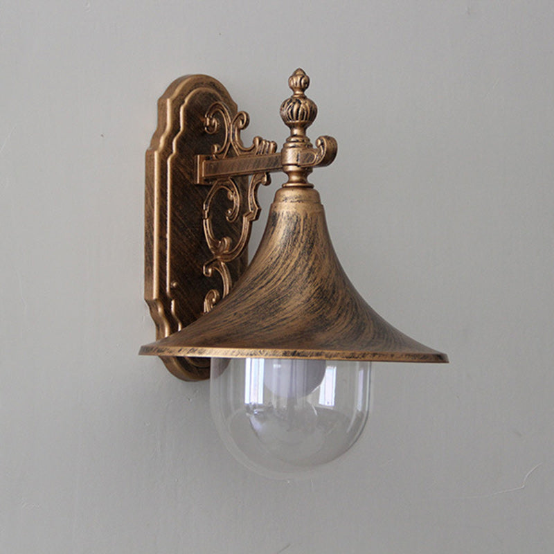 Flared Carved Iron Die-Cast Outdoor Light