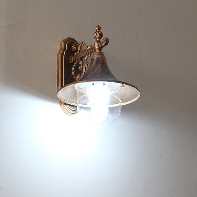 Flared Carved Iron Die-Cast Outdoor Light