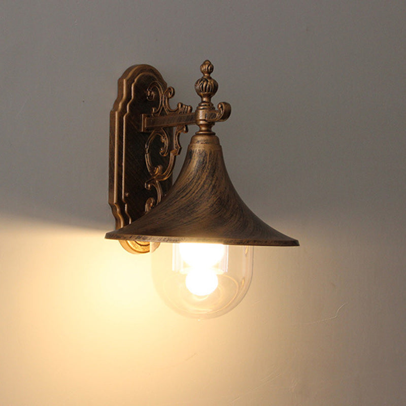 Flared Carved Iron Die-Cast Outdoor Light