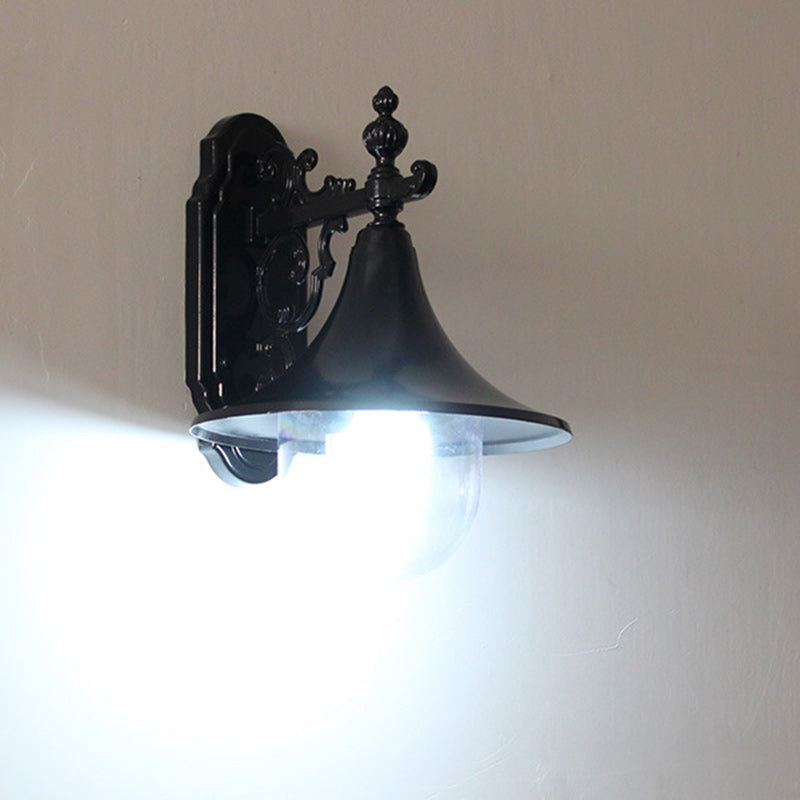 Flared Carved Iron Die-Cast Outdoor Light