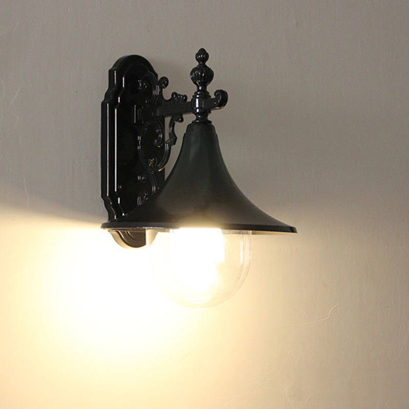 Flared Carved Iron Die-Cast Outdoor Light