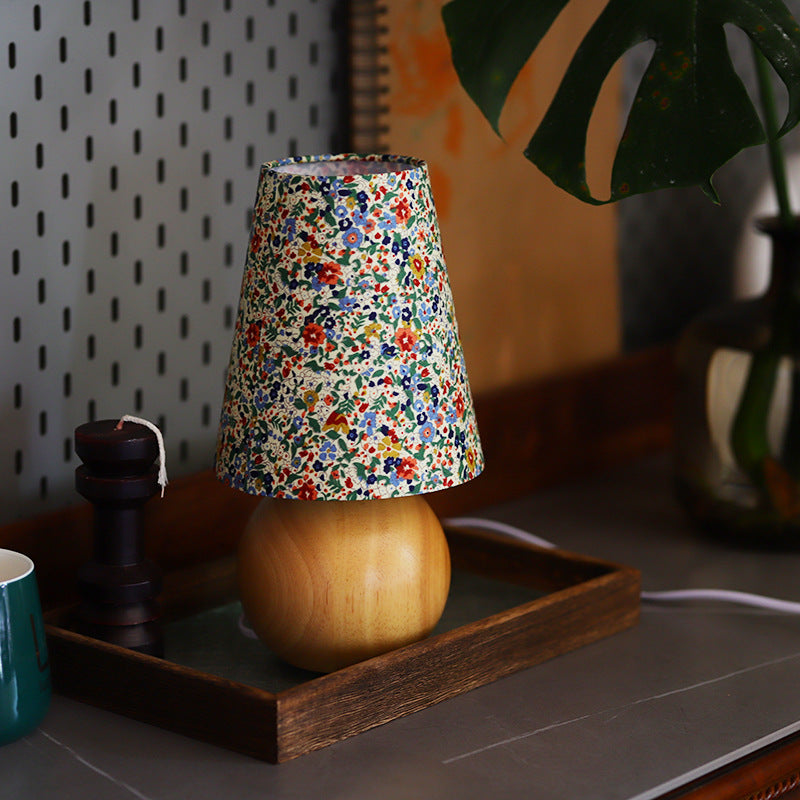 Cylinder Ball Round Floral Table Lamp