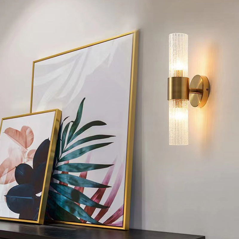 Cylinder Disc Hardware Glass 2-Light Wall Lamp