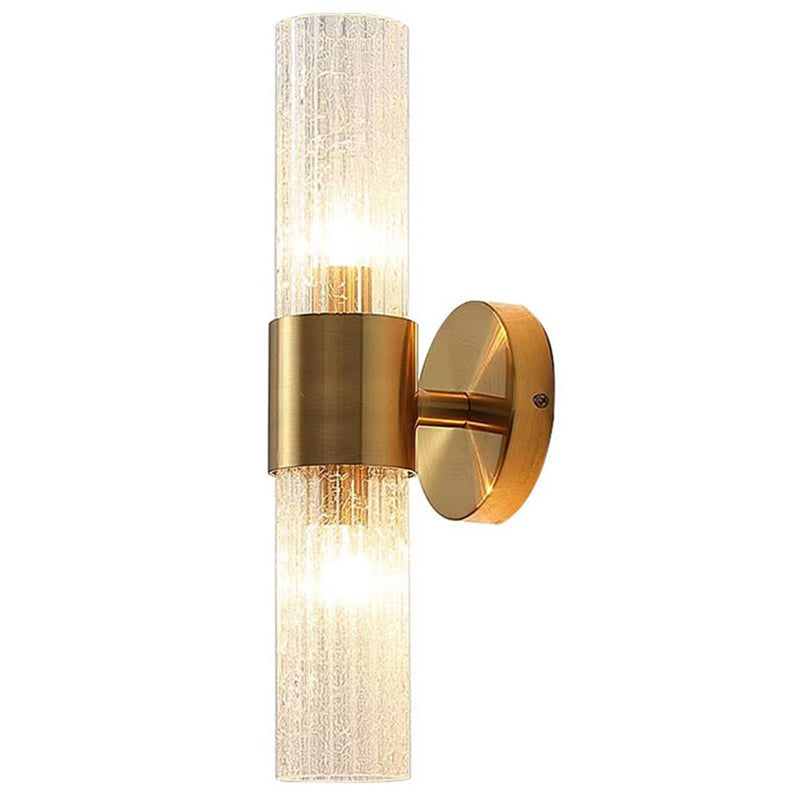 Cylinder Disc Hardware Glass 2-Light Wall Lamp