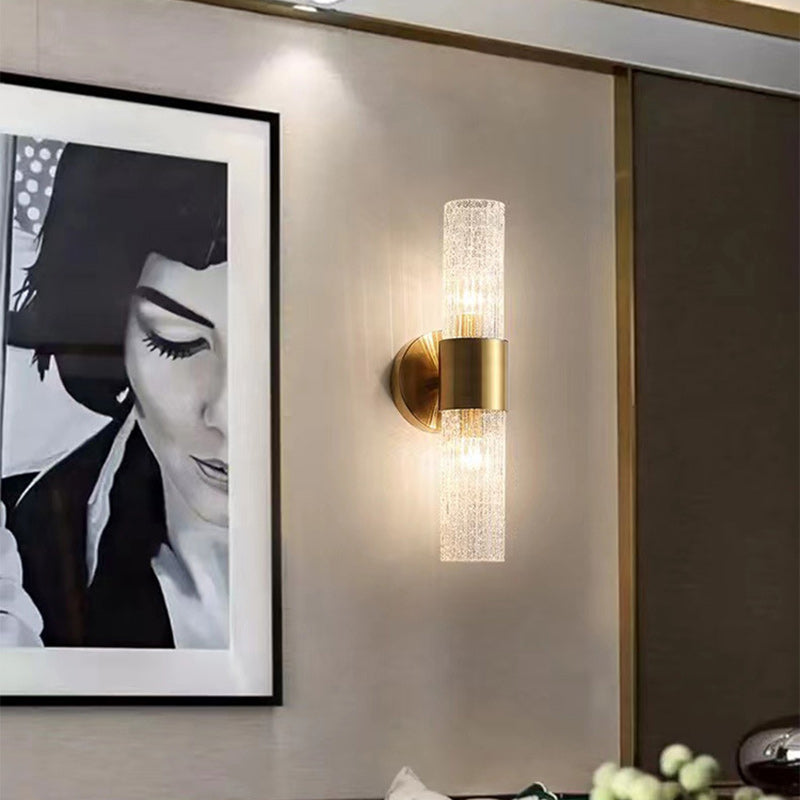 Cylinder Disc Hardware Glass 2-Light Wall Lamp