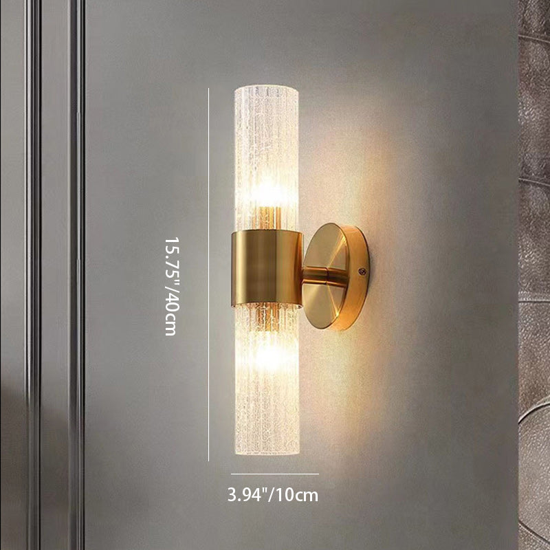 Cylinder Disc Hardware Glass 2-Light Wall Lamp