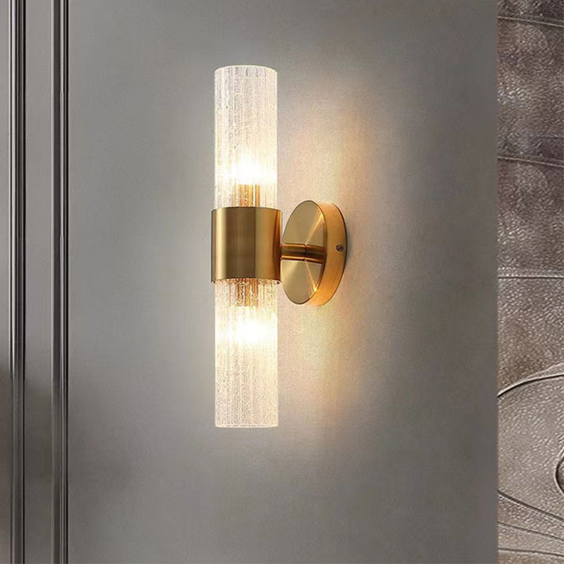 Cylinder Disc Hardware Glass 2-Light Wall Lamp