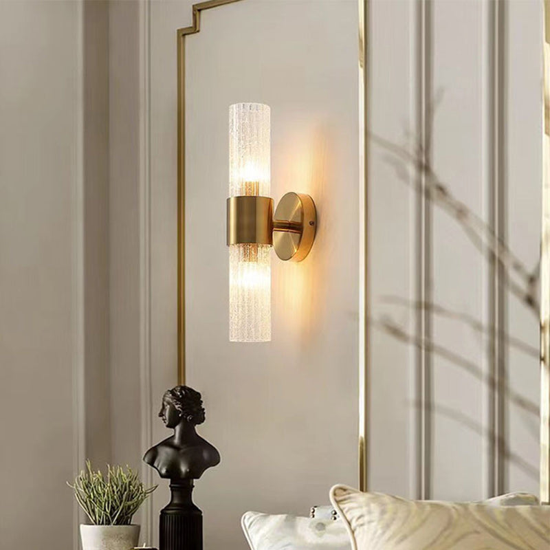 Cylinder Disc Hardware Glass 2-Light Wall Lamp