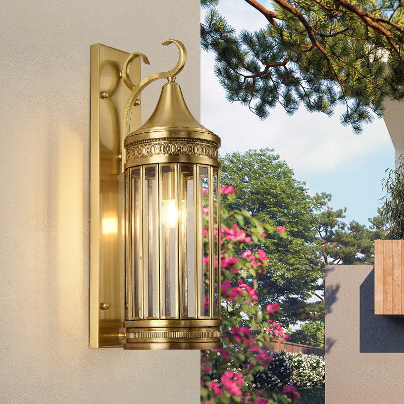 Cylinder Flare Stripe Copper 3-Light Outdoor Light