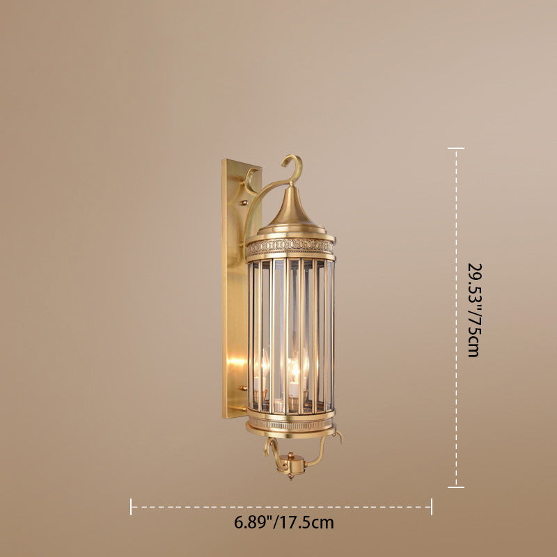 Cylinder Flare Stripe Copper 3-Light Outdoor Light