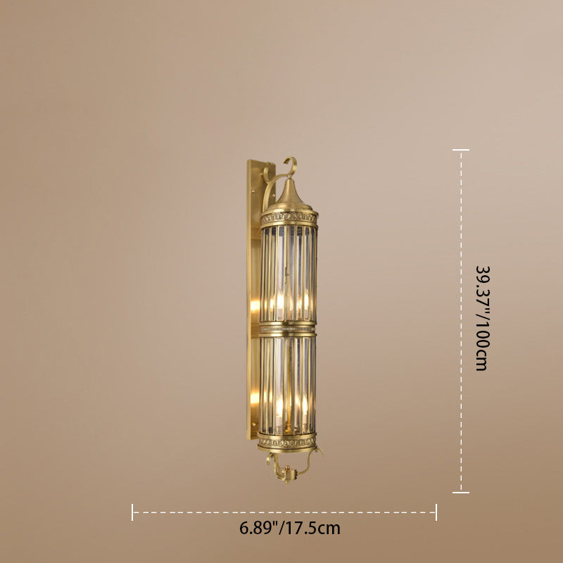 Cylinder Flare Stripe Copper 3-Light Outdoor Light