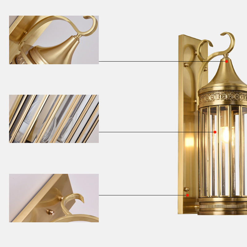 Cylinder Flare Stripe Copper 3-Light Outdoor Light