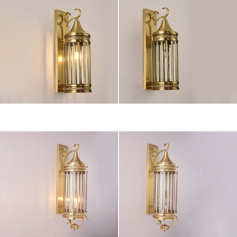 Cylinder Flare Stripe Copper 3-Light Outdoor Light