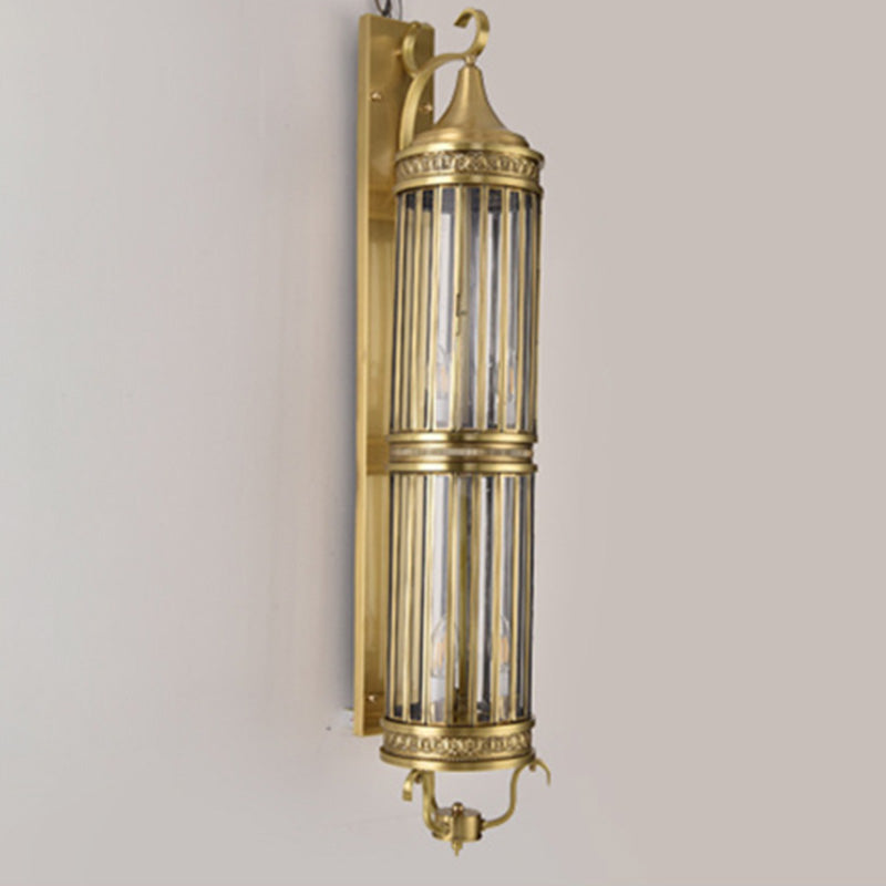Cylinder Flare Stripe Copper 3-Light Outdoor Light