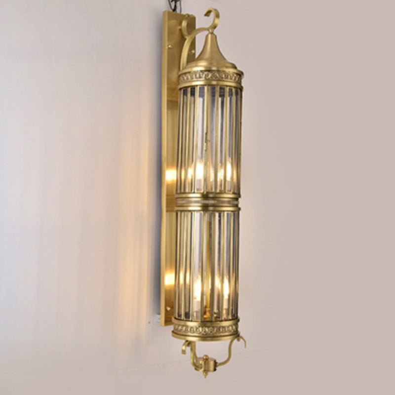 Cylinder Flare Stripe Copper 3-Light Outdoor Light