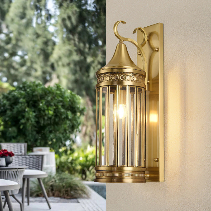 Cylinder Flare Stripe Copper 3-Light Outdoor Light