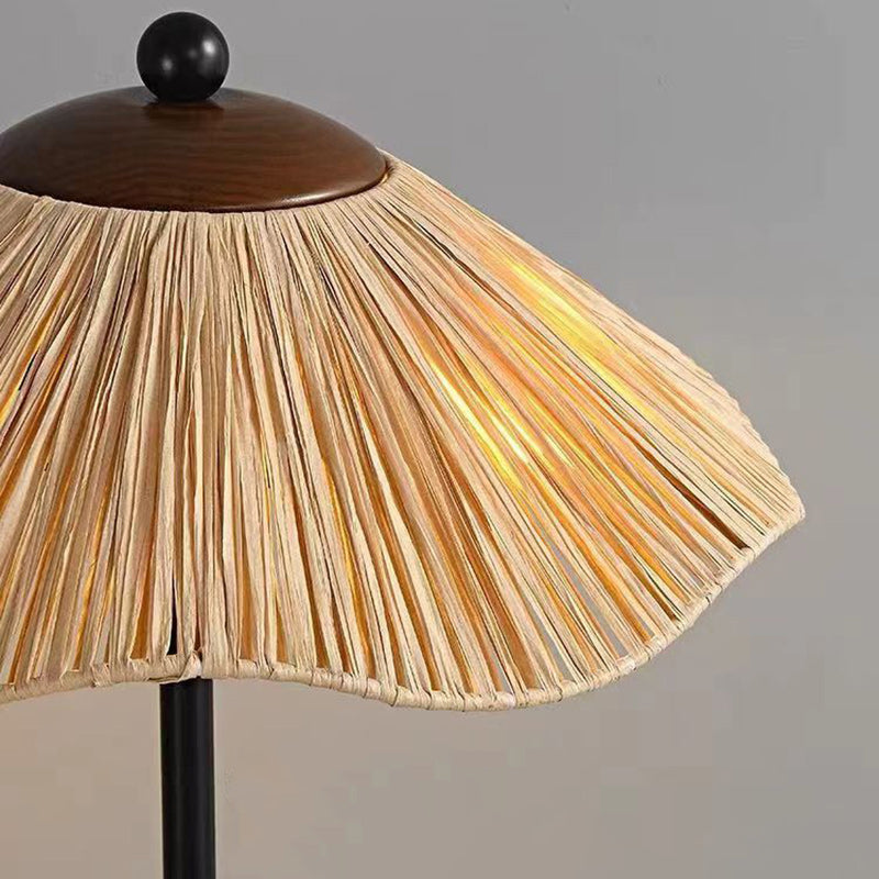 Umbrella Cylinder Iron Straw 2-Light Floor Lamp