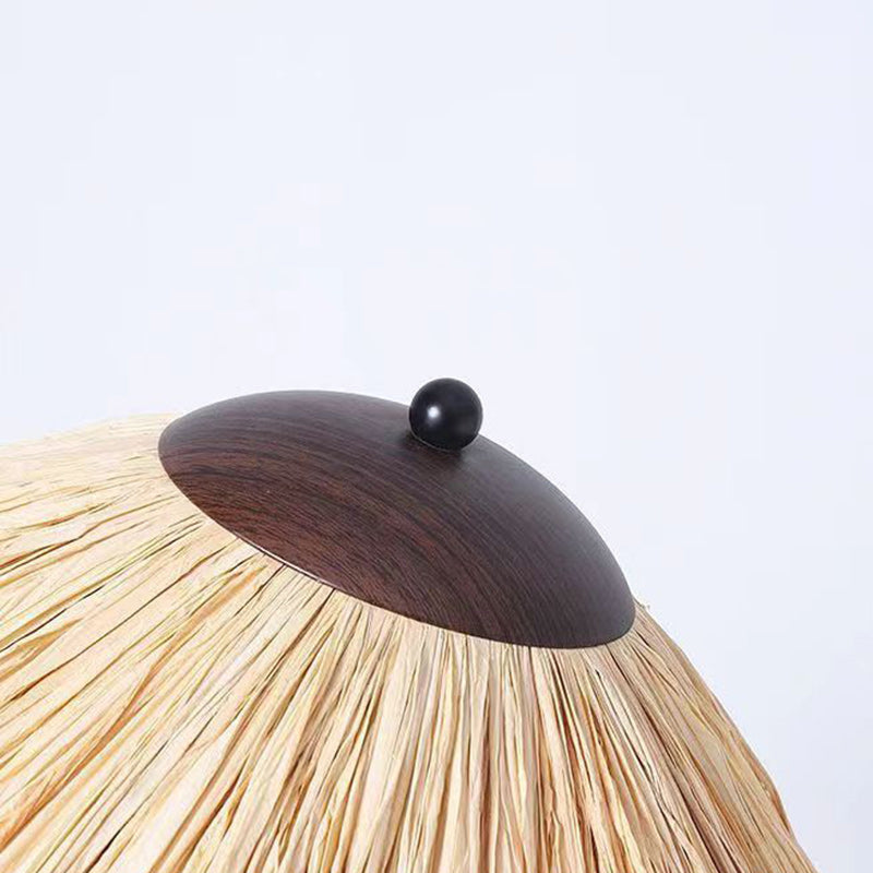 Umbrella Cylinder Iron Straw 2-Light Floor Lamp
