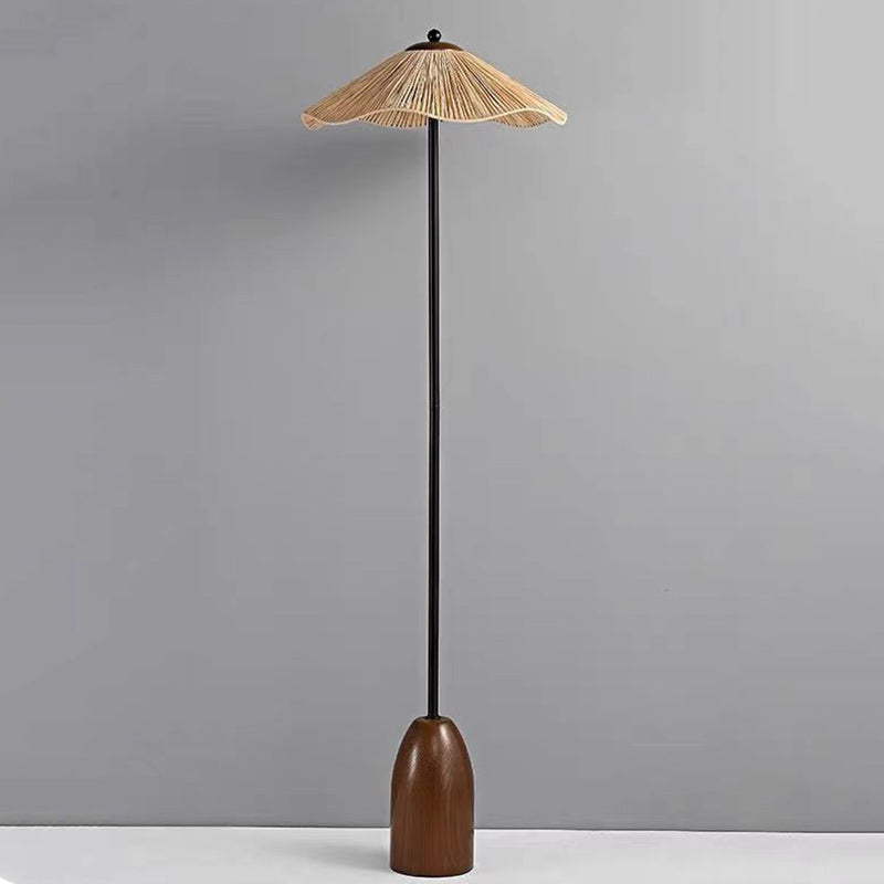 Umbrella Cylinder Iron Straw 2-Light Floor Lamp