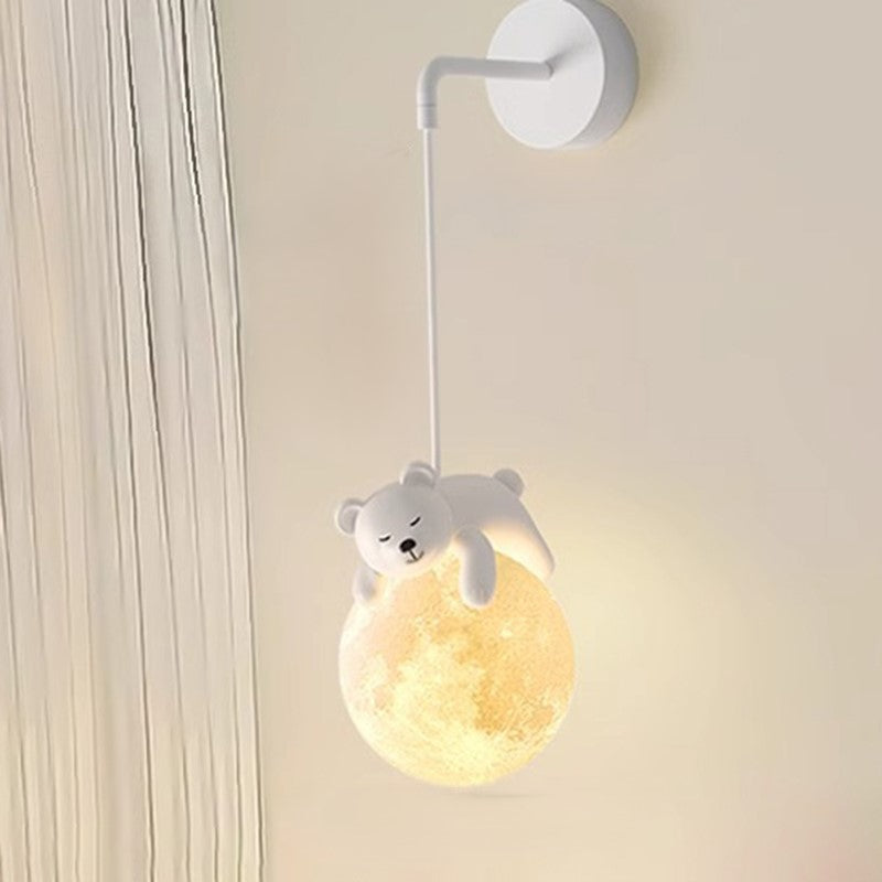 Cartoon Moon Cute Animal Wall Lamp