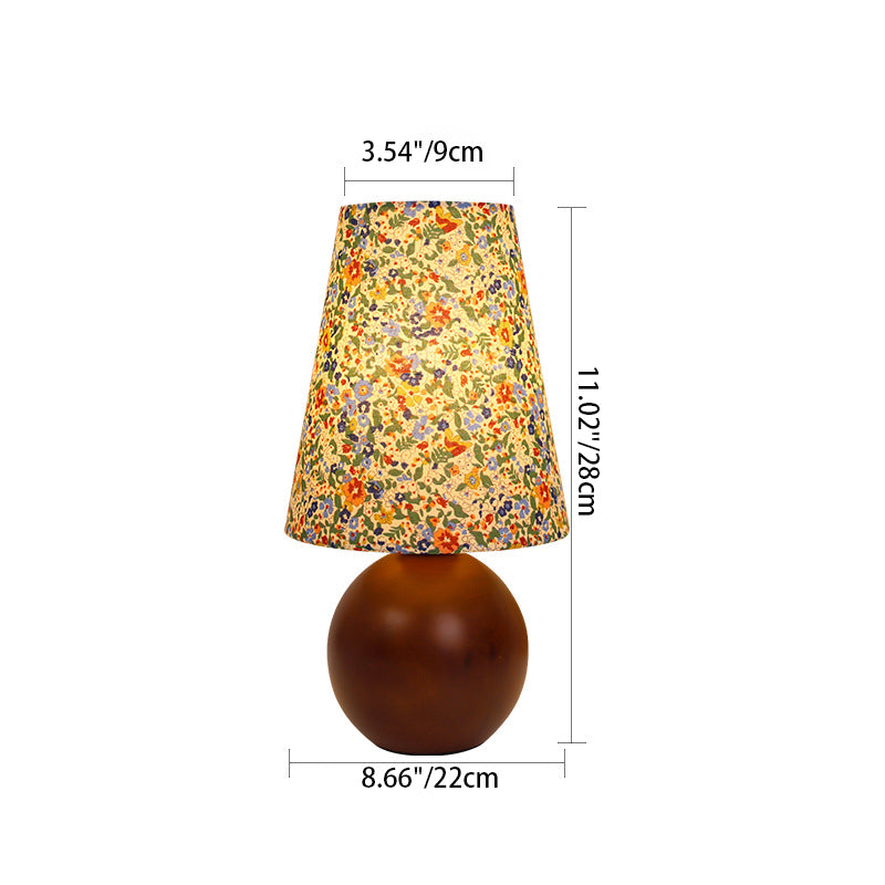 Round Sphere Cylinder Floral Table Lamp