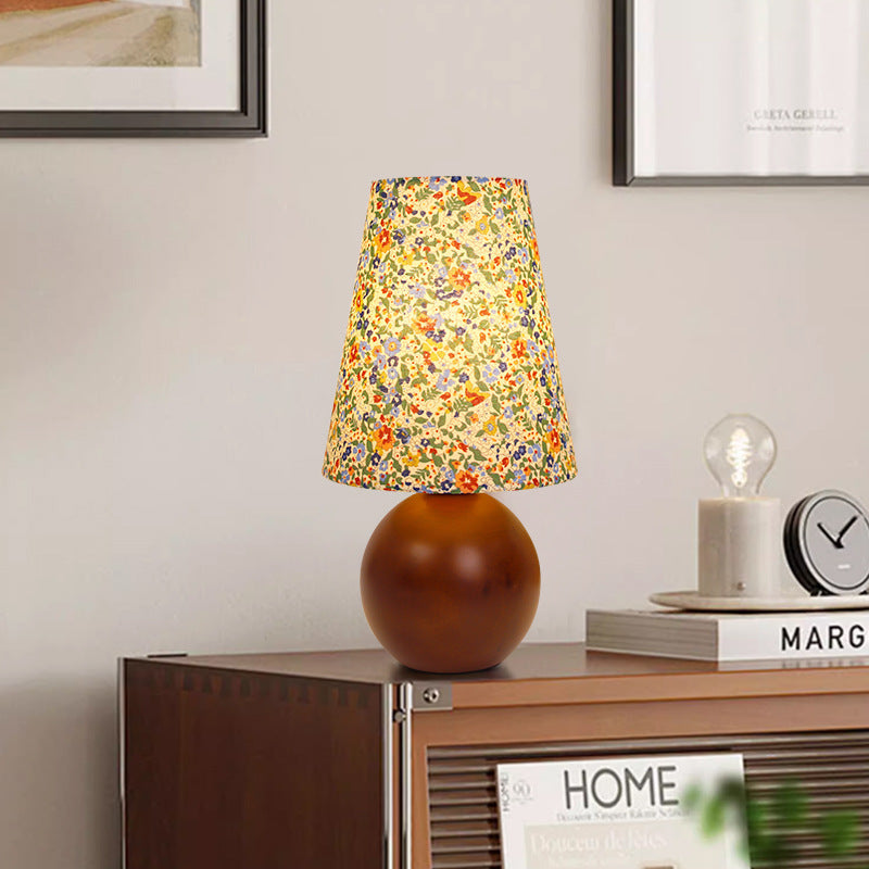 Round Sphere Cylinder Floral Table Lamp