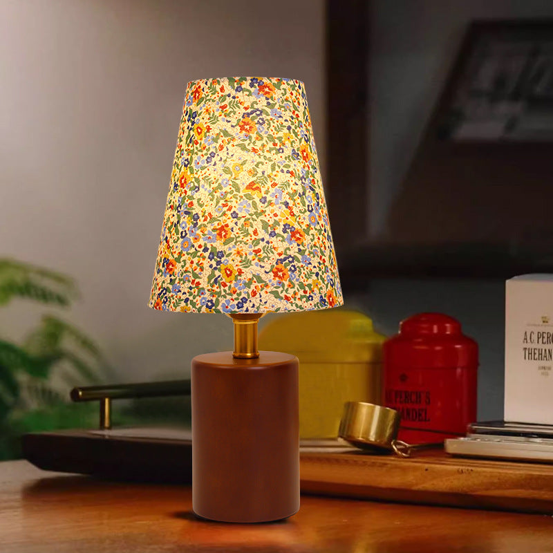 Round Sphere Cylinder Floral Table Lamp