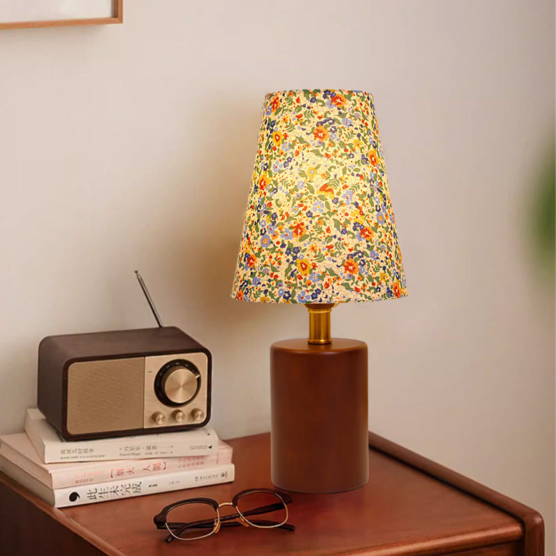 Round Sphere Cylinder Floral Table Lamp