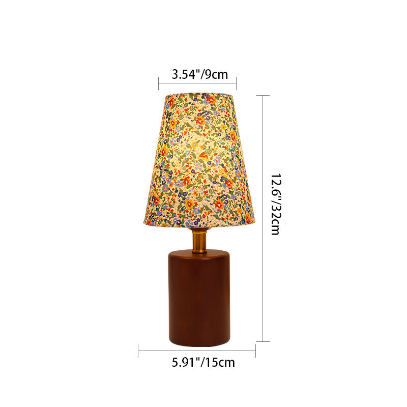 Round Sphere Cylinder Floral Table Lamp