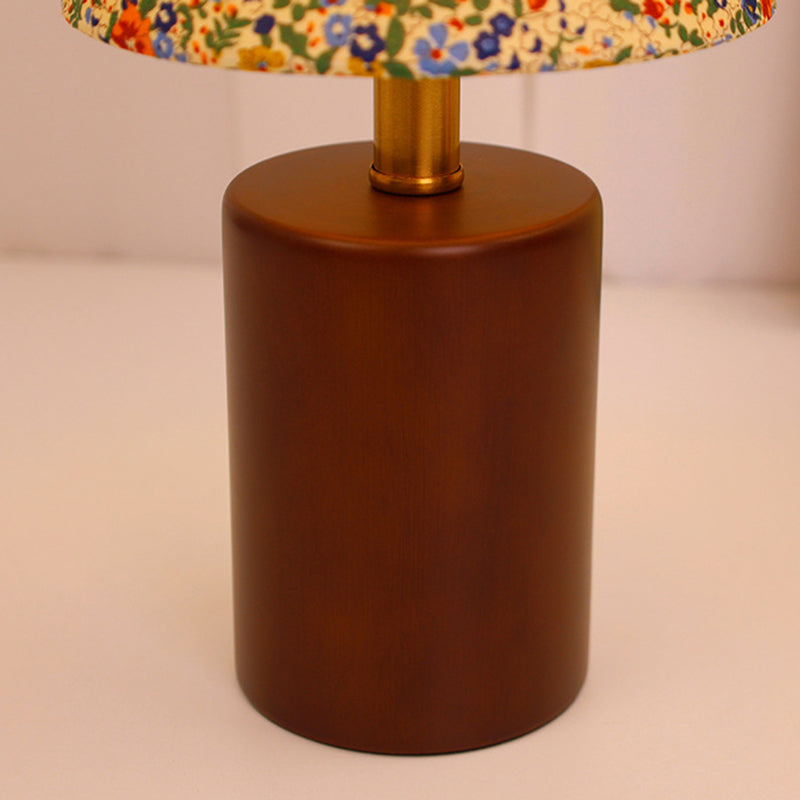 Round Sphere Cylinder Floral Table Lamp