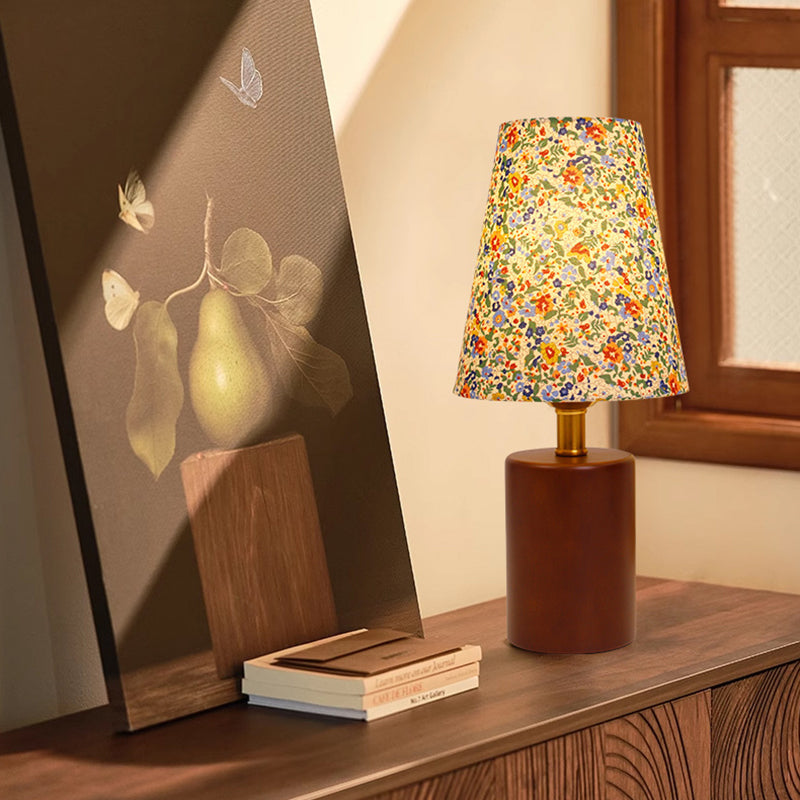 Round Sphere Cylinder Floral Table Lamp