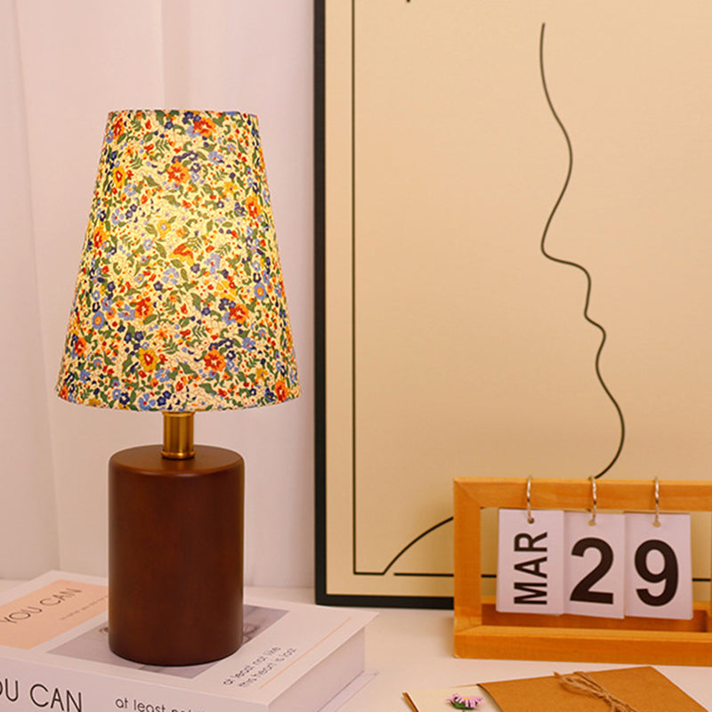 Round Sphere Cylinder Floral Table Lamp