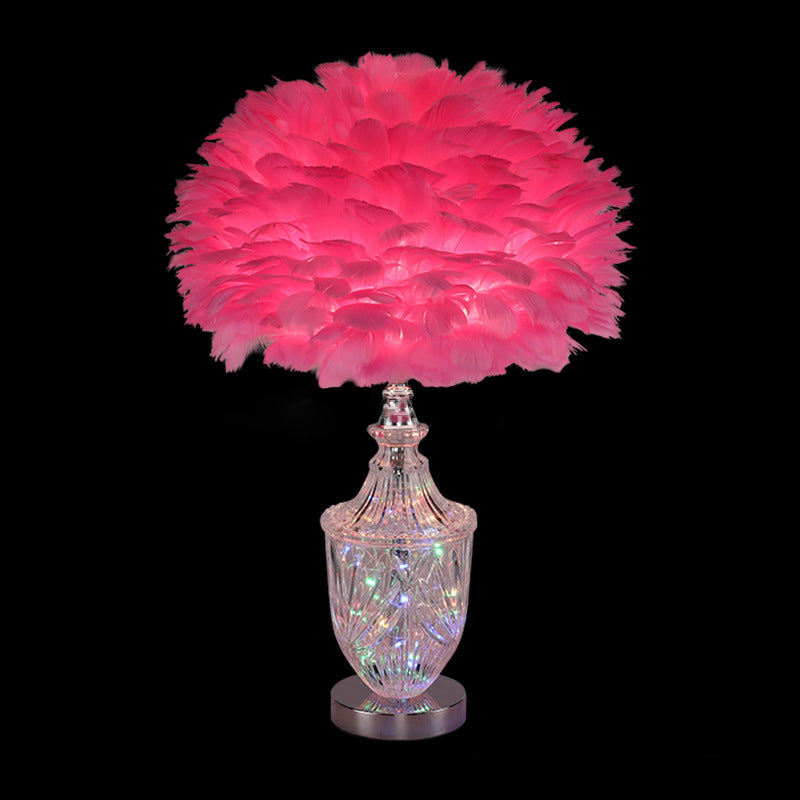 Oval Flower Cluster Disc Table Lamp