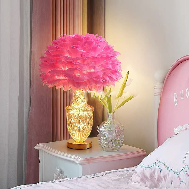 Oval Flower Cluster Disc Table Lamp