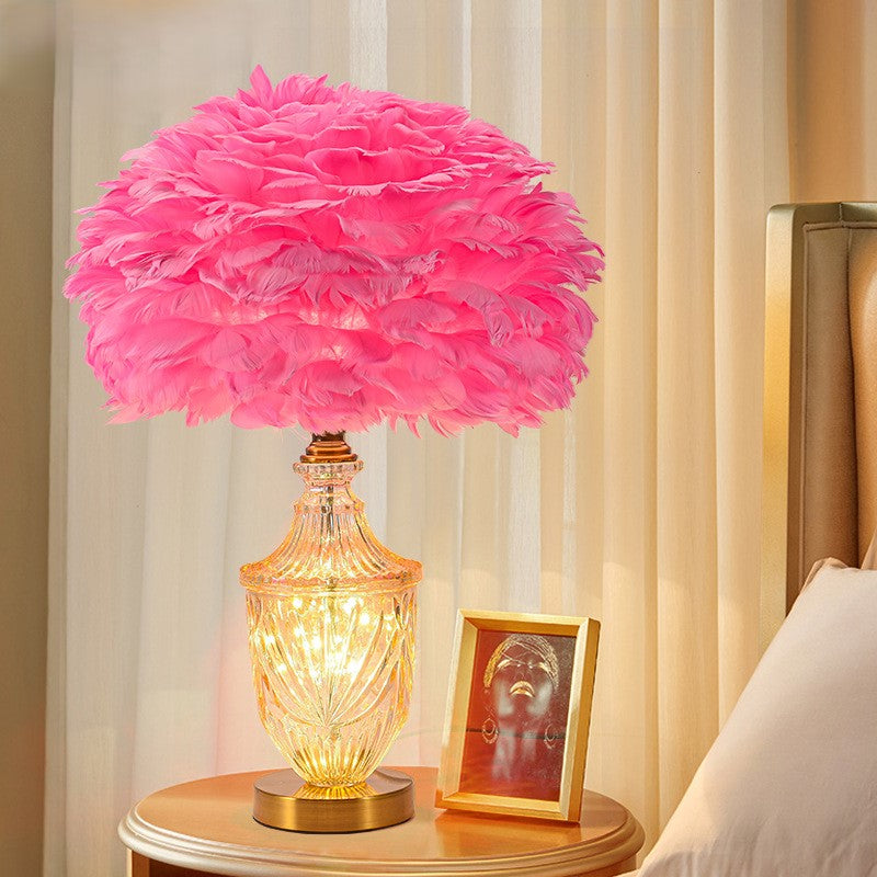Oval Flower Cluster Disc Table Lamp