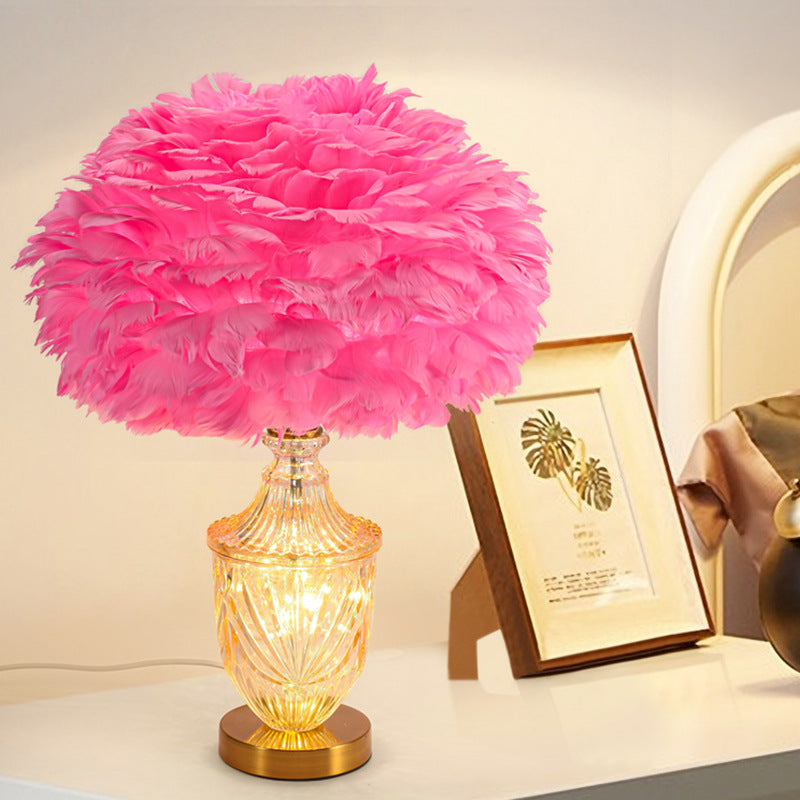 Oval Flower Cluster Disc Table Lamp