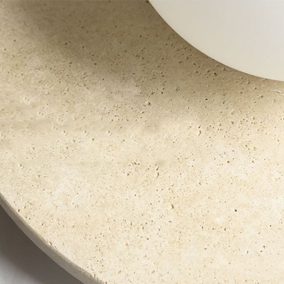Round Spherical Travertine Solid Wall Lamp