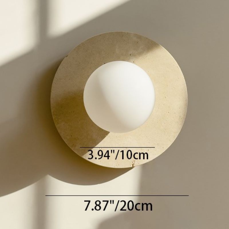 Round Spherical Travertine Solid Wall Lamp