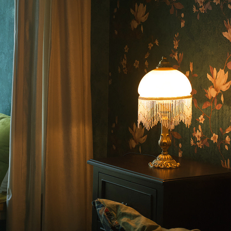 Half Round Cylinder Tassel Table Lamp
