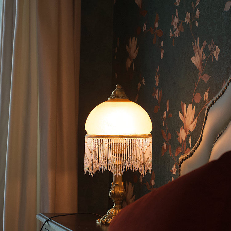 Half Round Cylinder Tassel Table Lamp