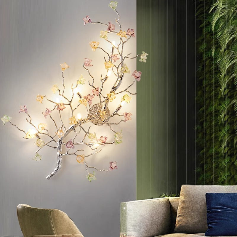 Branches Rose Disc Aluminum 8-Light Wall Lamp