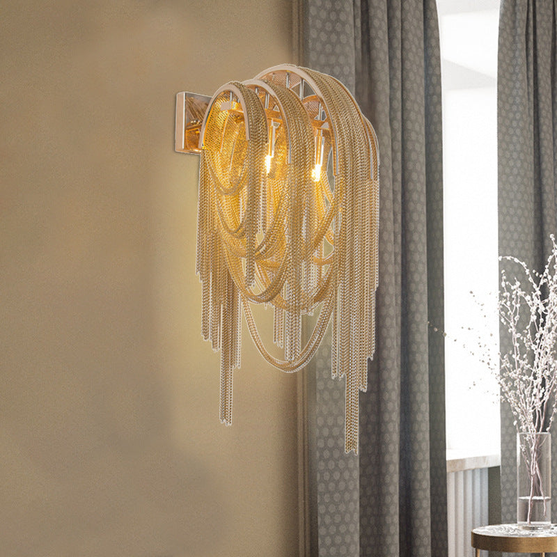 Bar Ring Tassel Rectangular 2-Light Wall Lamp