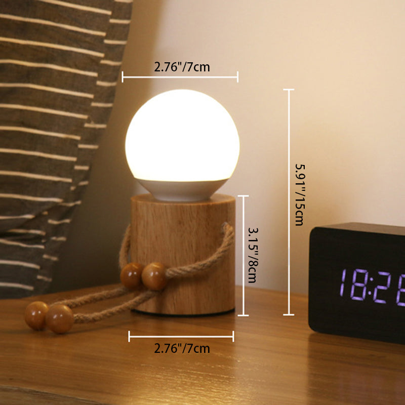 Wooden Man Cylinder Ball Table Lamp