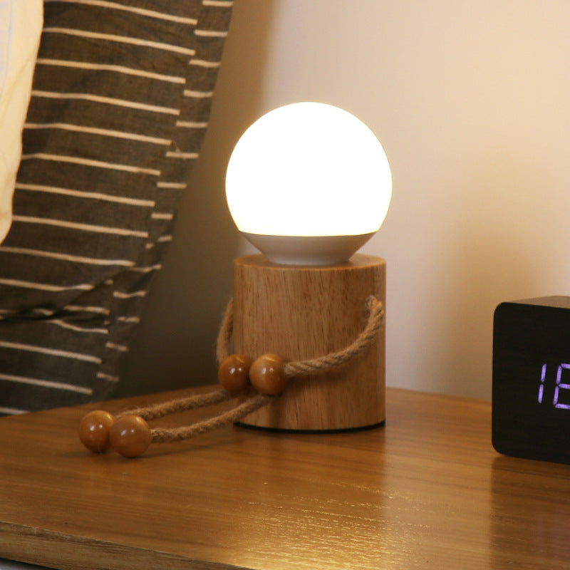 Wooden Man Cylinder Ball Table Lamp
