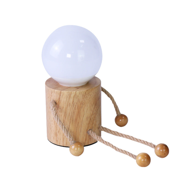 Wooden Man Cylinder Ball Table Lamp